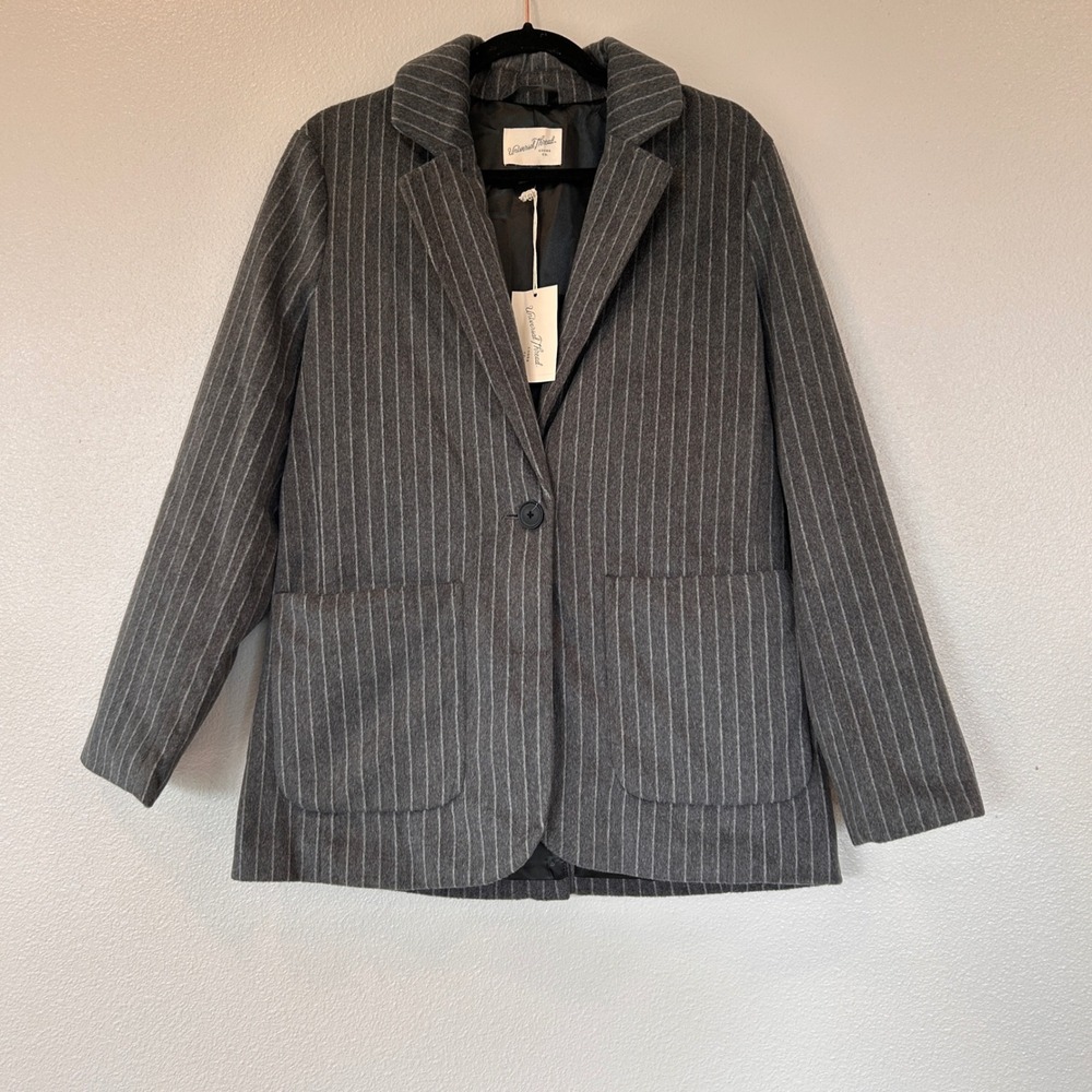Universal Thread Gray Pinstripe Single Button Blazer Jacket NWT‎ Women's Small